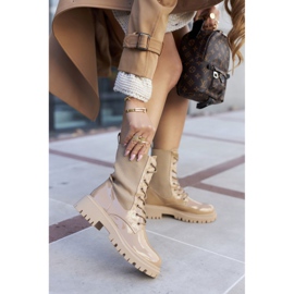 PM1 Bottines Femme Workers Laquées Kaki Maxine brun 4
