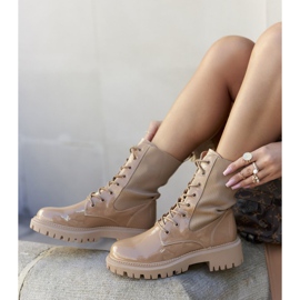 PM1 Bottines Femme Workers Laquées Kaki Maxine brun 7