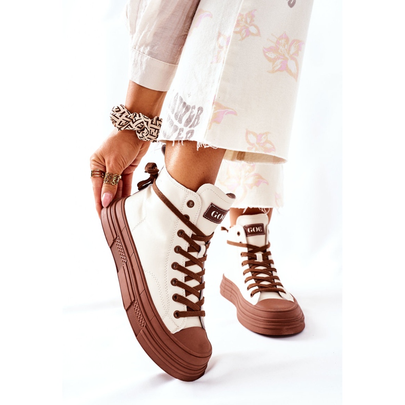 Baskets hautes isolantes pour femmes GOE II2N4034 Blanc brun 1