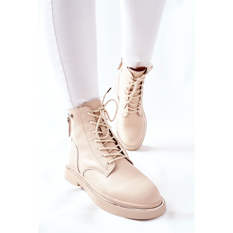 Bottes en cuir pour femmes GOE II2N4015 Beige 2