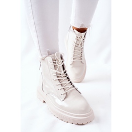 Bottes en cuir pour femmes GOE II2N4013 Blanc blanche 2