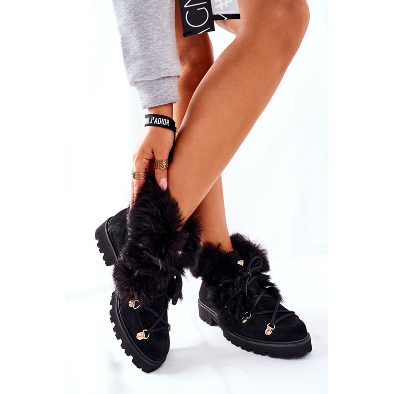 Bottes En Cuir Velours Pour Femmes Nicole Noir 2680/028 2