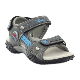 American Club Sandales velcro avec empiècement en cuir gris américain 1618 bleu 1