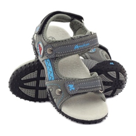 American Club Sandales velcro avec empiècement en cuir gris américain 1618 bleu 3