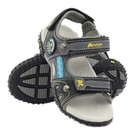 American Club Sandales velcro avec empiècement en cuir américain 1618 ['jaune, 'gris', 'noir'] gris 3