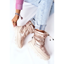Bottes de neige chaudes pour femmes avec une fermeture éclair en étoile dorée d'or 1