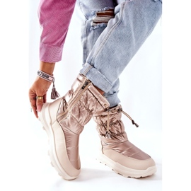 Bottes de neige chaudes pour femmes avec une fermeture éclair en étoile dorée d'or 3