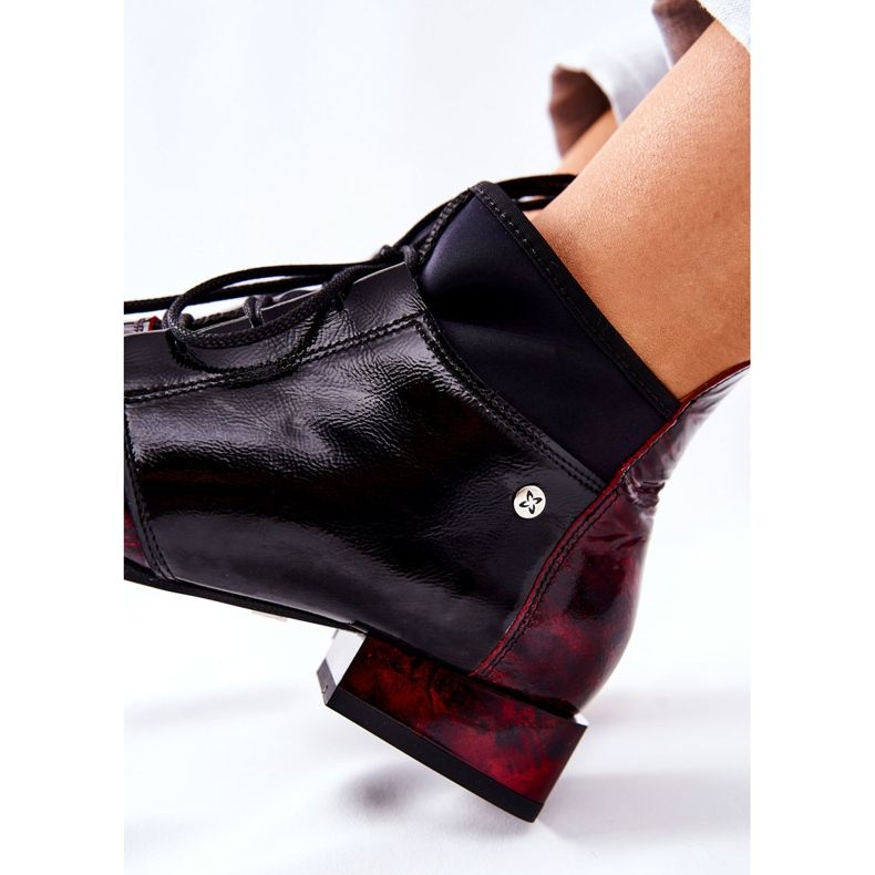 Bottes en cuir Maciejka 04744-29 Marbres marbrés le noir rouge 2