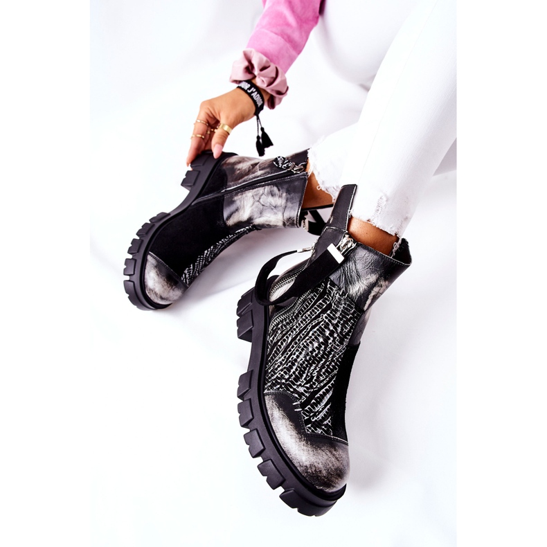 Bottines Cuir Jodhpur boots Maciejka Noir-Blanc 05137-21 blanche le noir 2