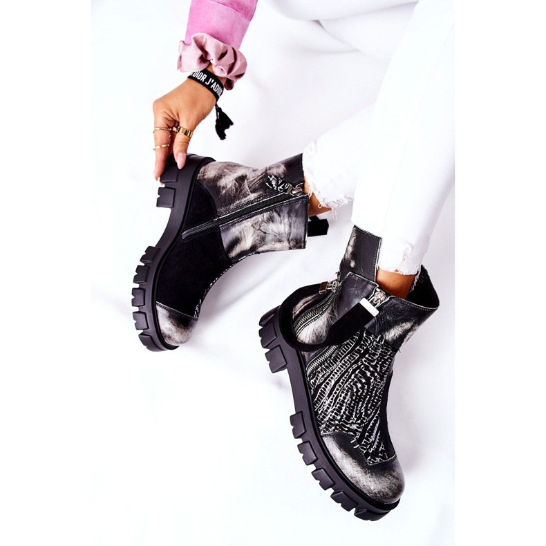 Bottines Cuir Jodhpur boots Maciejka Noir-Blanc 05137-21 blanche le noir 1