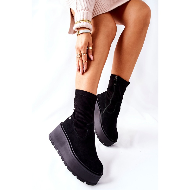 Bottes En Daim Sur La Plateforme Maciejka Noir 05319-01 le noir 2