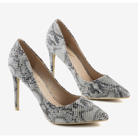 Talons hauts noirs à motif peau de serpent de Grace le noir 1