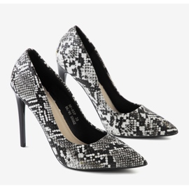Talons hauts noirs et blancs à motif peau de serpent Andrew blanche le noir 1
