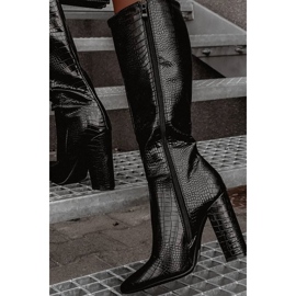 Bottines noires à motif croco Pho le noir 1