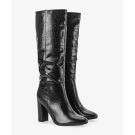 Bottines noires à motif croco Pho le noir 3
