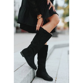 Bottes noires sur le talon compensé de Lean le noir 1