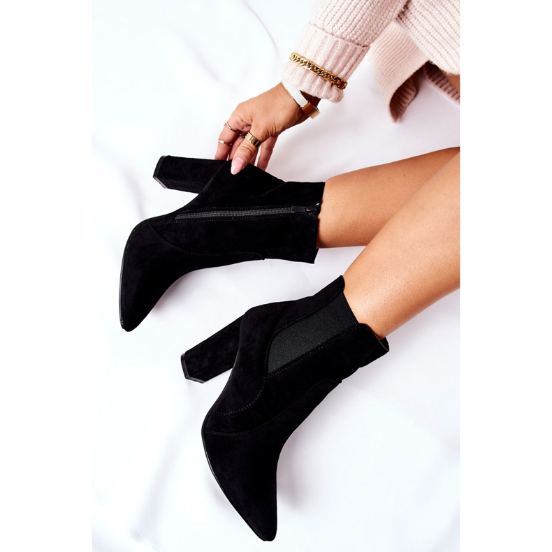 PG1 Bottes En Daim Pour Femmes Sur Un Talon Noir Kastren le noir 1