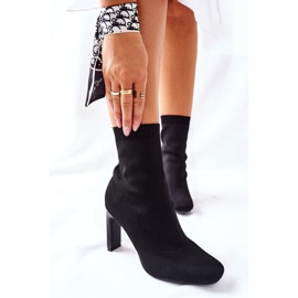 FJ1 Bottes à enfiler pour femmes avec une chaussette noir ce soir le noir 5