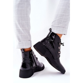 S.Barski Bottes de travail noires laquées Vica le noir 2