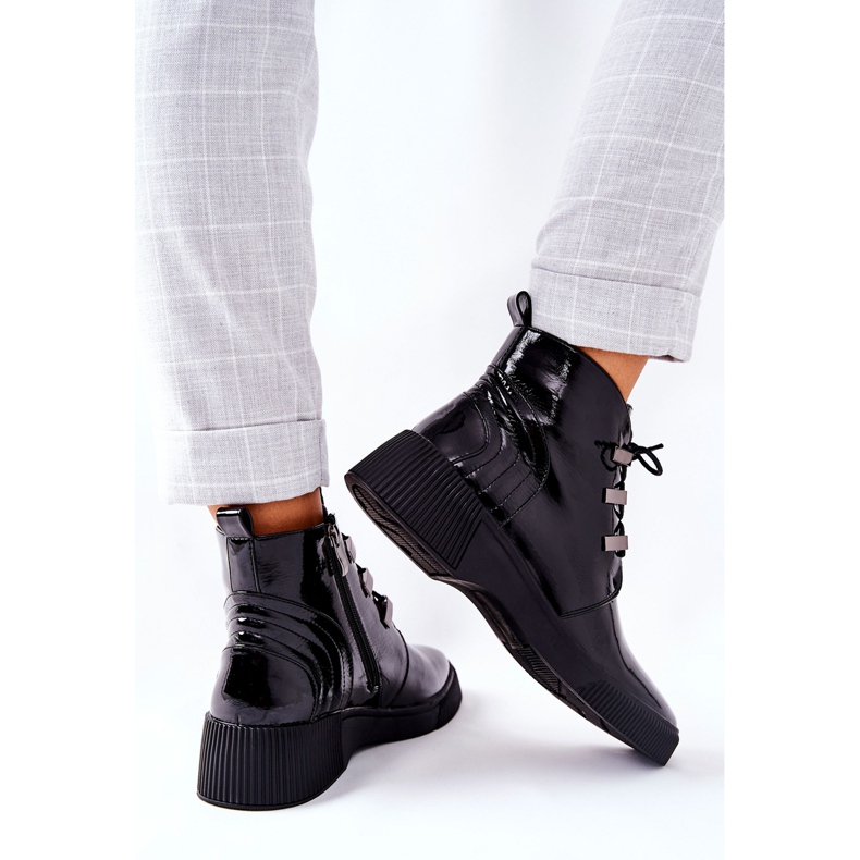 S.Barski Bottes de travail noires laquées Vica le noir 2