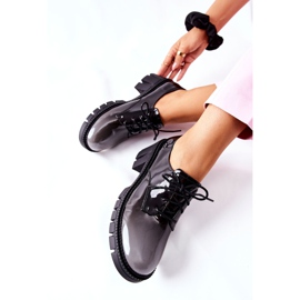 S.Barski Chaussures Mosa laquées et nouées noires et grises le noir 2