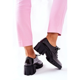 S.Barski Chaussures Mosa laquées et nouées noires et grises 1