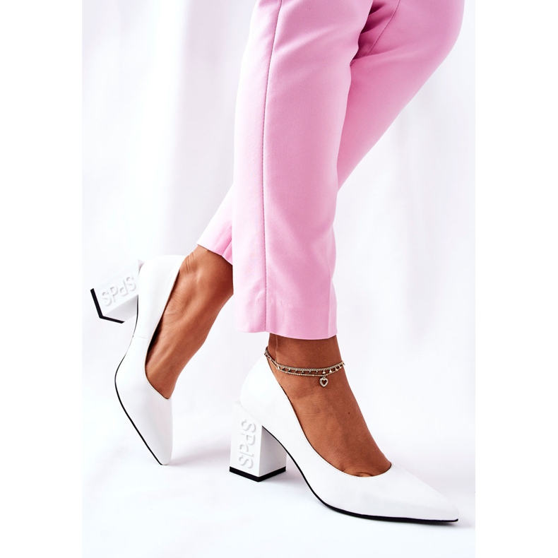 S.Barski Escarpins en cuir sur un blanc Cherith Bar blanche 1