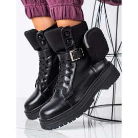 WELLSPRING Bottes confortables avec une poche le noir 4