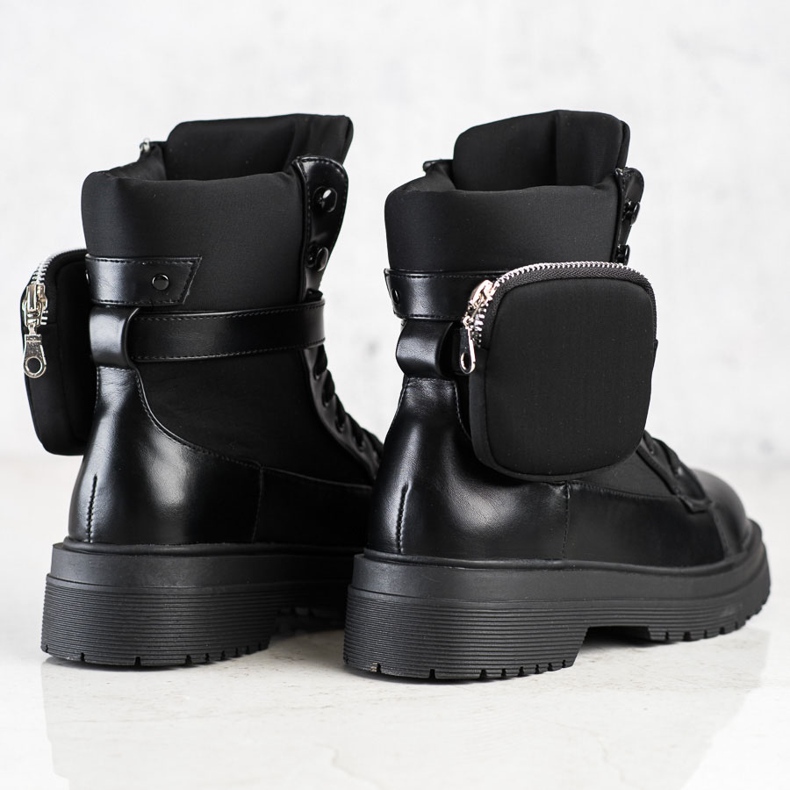 WELLSPRING Bottes confortables avec une poche le noir 1