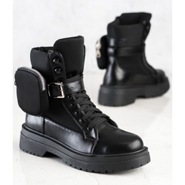 WELLSPRING Bottes confortables avec une poche le noir 2