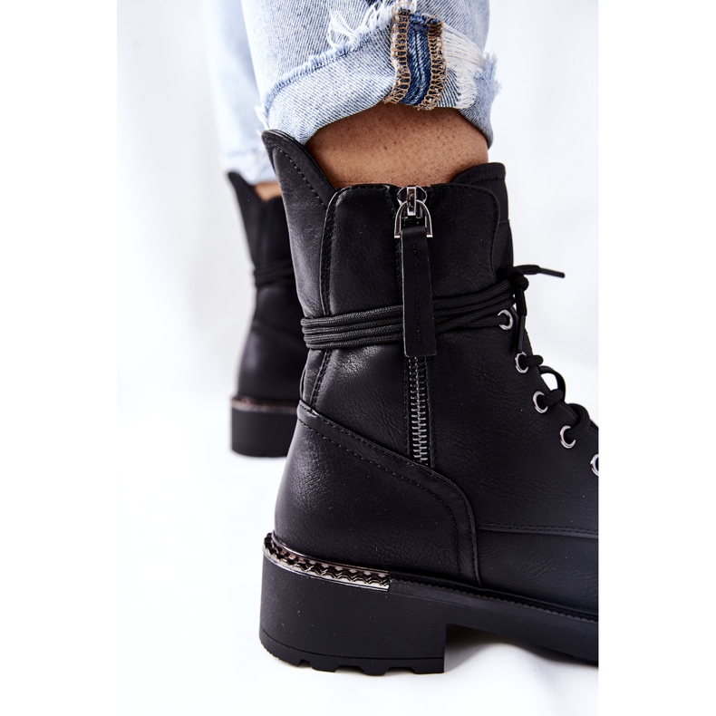 Bottes hautes noires Maisa Worker avec fermetures éclair 1