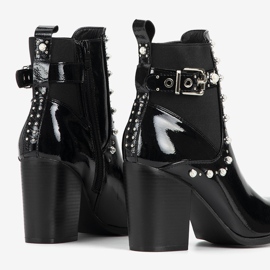 Bottines vernies noires à clous Bondy le noir 1