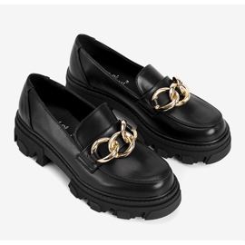 Mocassins noirs sur semelle haute Reyna le noir 1