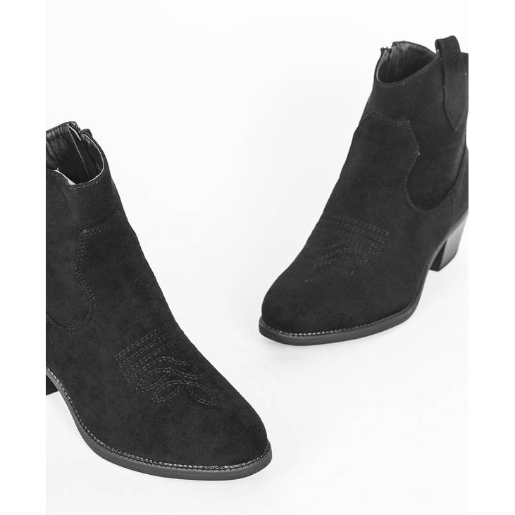 Bottines noires à talons plats de Rosi le noir 1 Bottines noires à talons plats de Rosi le noir 1