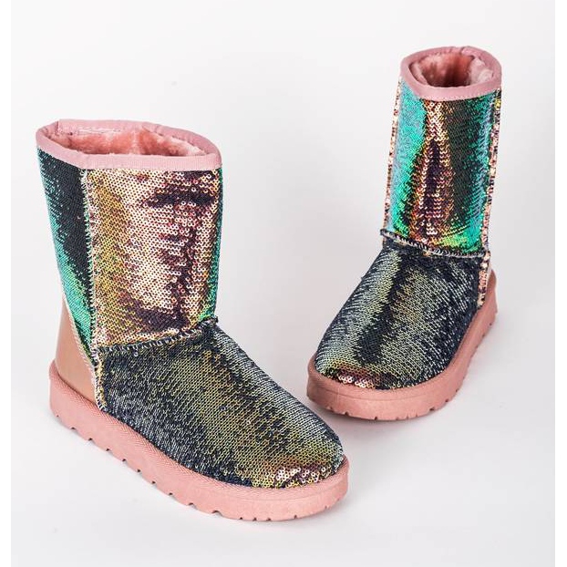 Les bottes de neige brillantes roses d'Iga doré 1