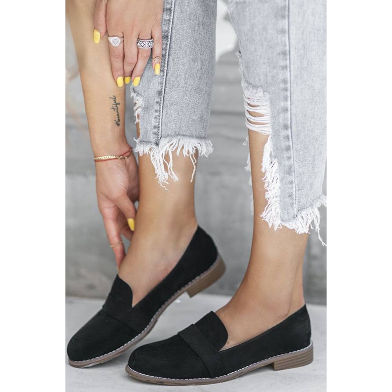 Lords noirs sur un talon plat Georgia le noir 1