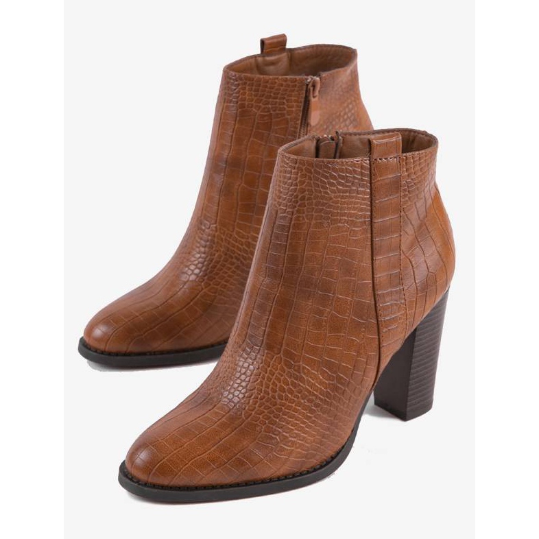 Boots camel sur tige croco à motif Remini brun 2