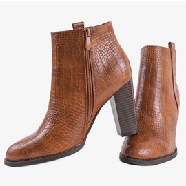 Boots camel sur tige croco à motif Remini brun 4