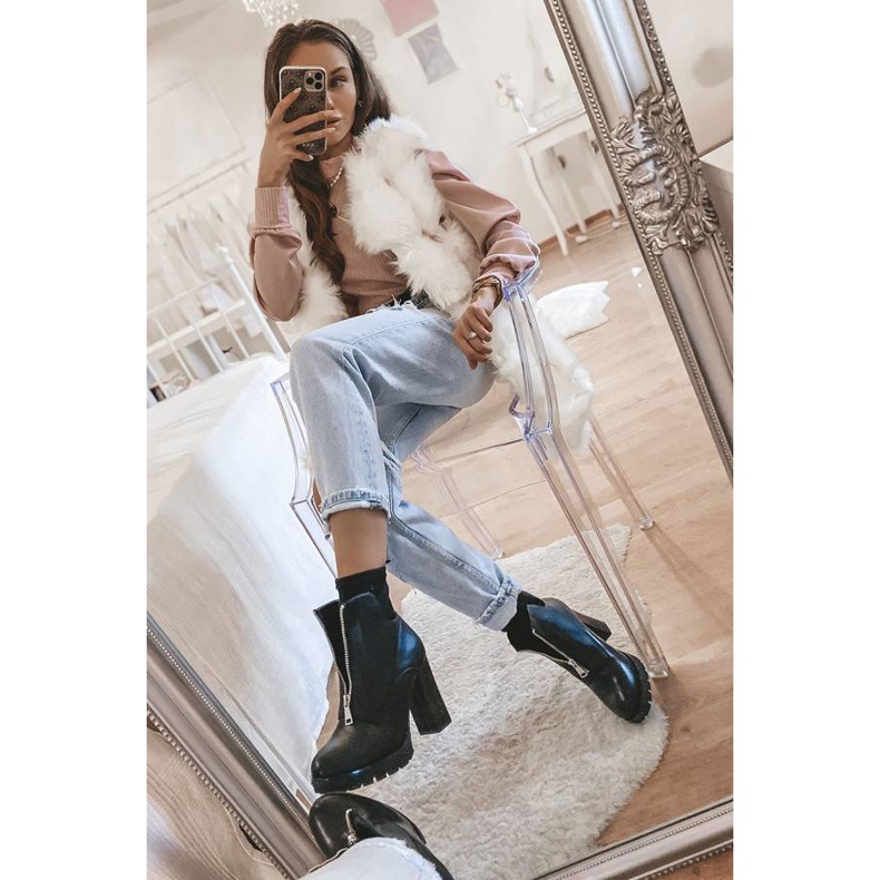 Bottines noires avec une fermeture éclair Rocko le noir 1