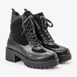 Noir Talons plats en Vel noir le noir 1