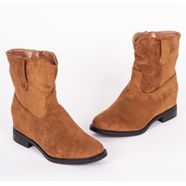 Bottines camel à talon compensé Buena recouvert beige brun 1