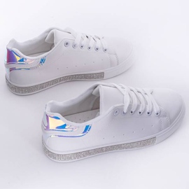 Chaussures de sport blanches avec décoration holographique Ciri bleu 1