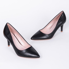Escarpins noirs sur un talon bas de Polly le noir 2
