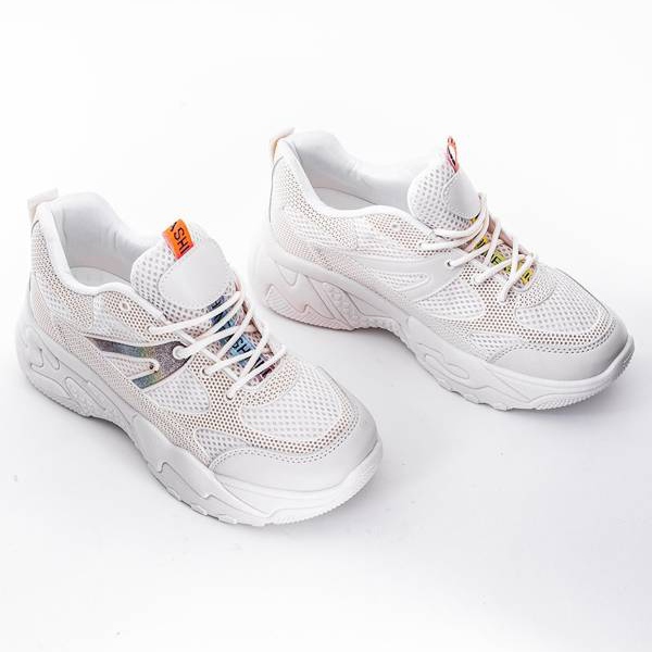 Baskets beiges à semelle épaisse Alice blanche 1