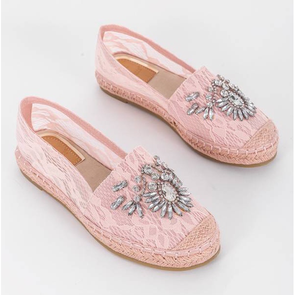 Espadrilles roses avec zircone Lordly 1