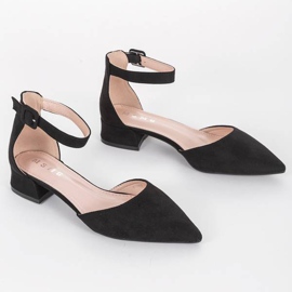 Ballerines noires avec découpes en velours noir le noir 1