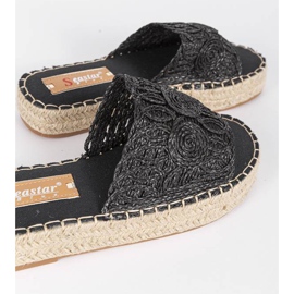 Pantres de femmes noires avec une ceinture tressée le noir 1