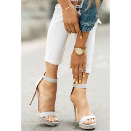 Sandales grises sur talon haut Be My Baby rose 1