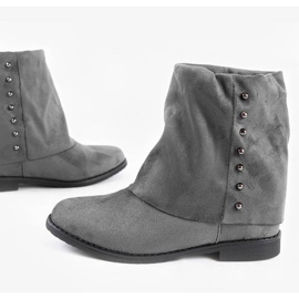 Bottes grises sur le talon compensé Lana recouvert 2