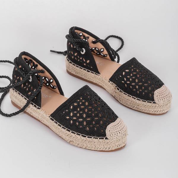 Espadrilles ajourées noires Peekaboo 1
